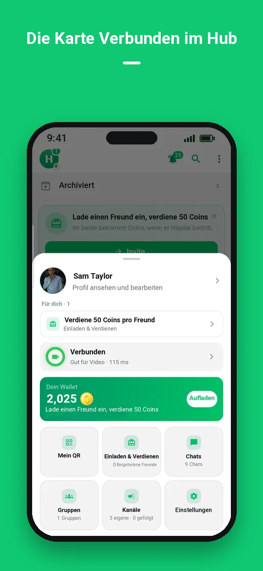 Die Karte Verbunden im Hub — Haydai