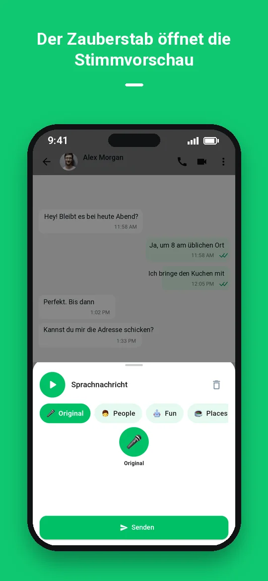 Der Zauberstab öffnet die Stimmvorschau — Haydai