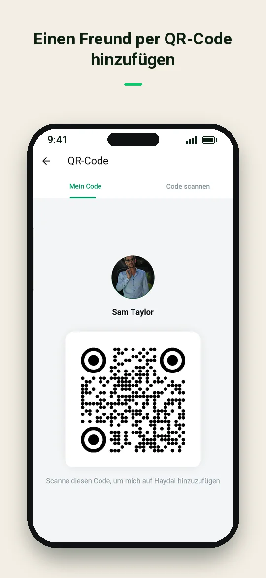 Einen Freund per QR-Code hinzufügen — Haydai