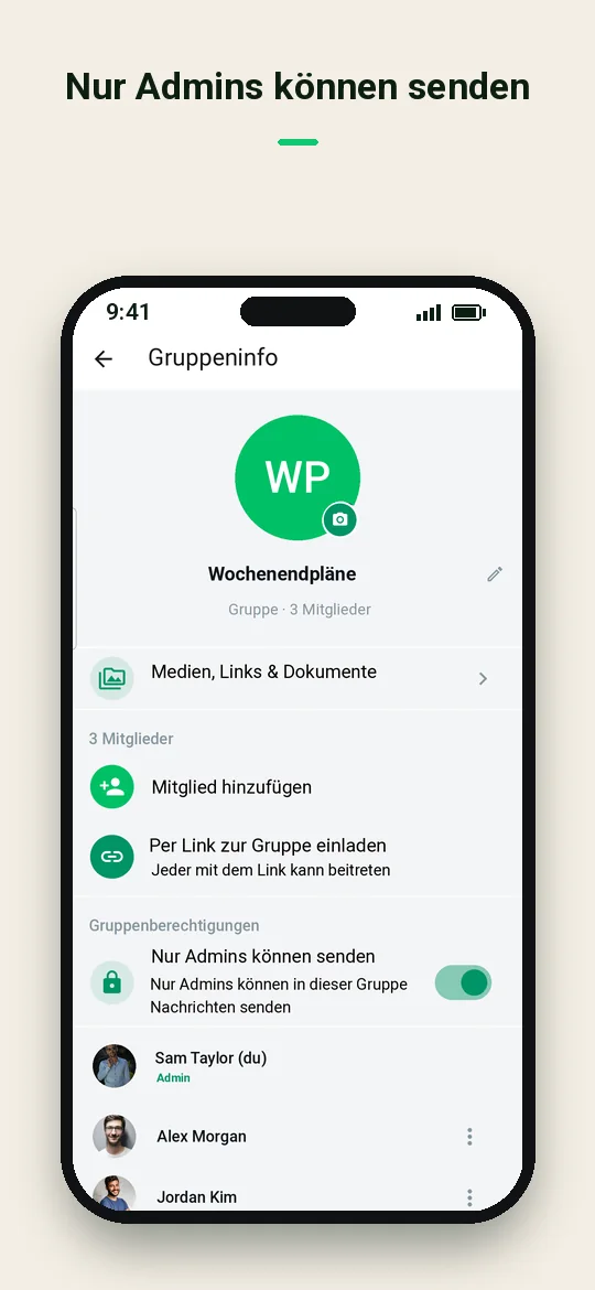 Nur Admins können senden — Haydai