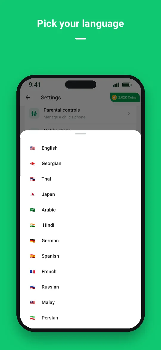 Pick your language — Haydai