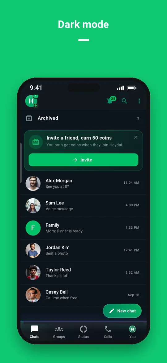 Dark mode — Haydai