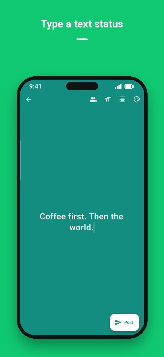 Type a text status — Haydai