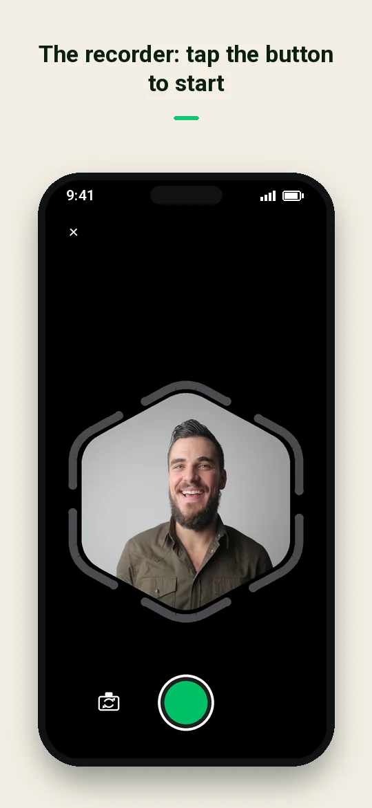 The recorder: tap the button to start — Haydai