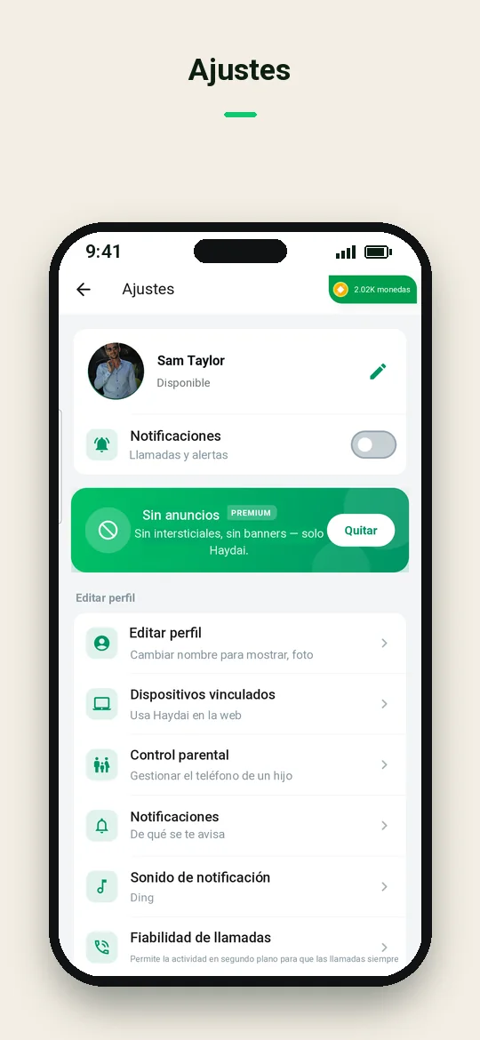 Ajustes — Haydai