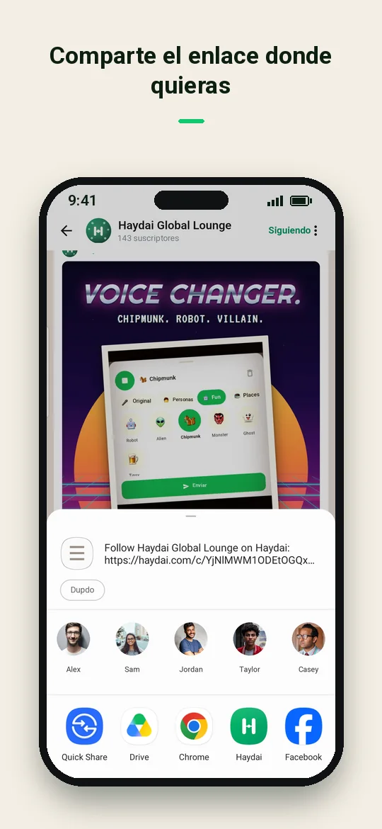 Comparte el enlace donde quieras — Haydai