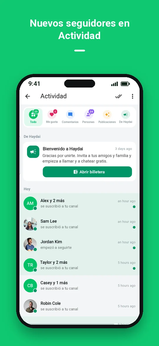 Nuevos seguidores en Actividad — Haydai