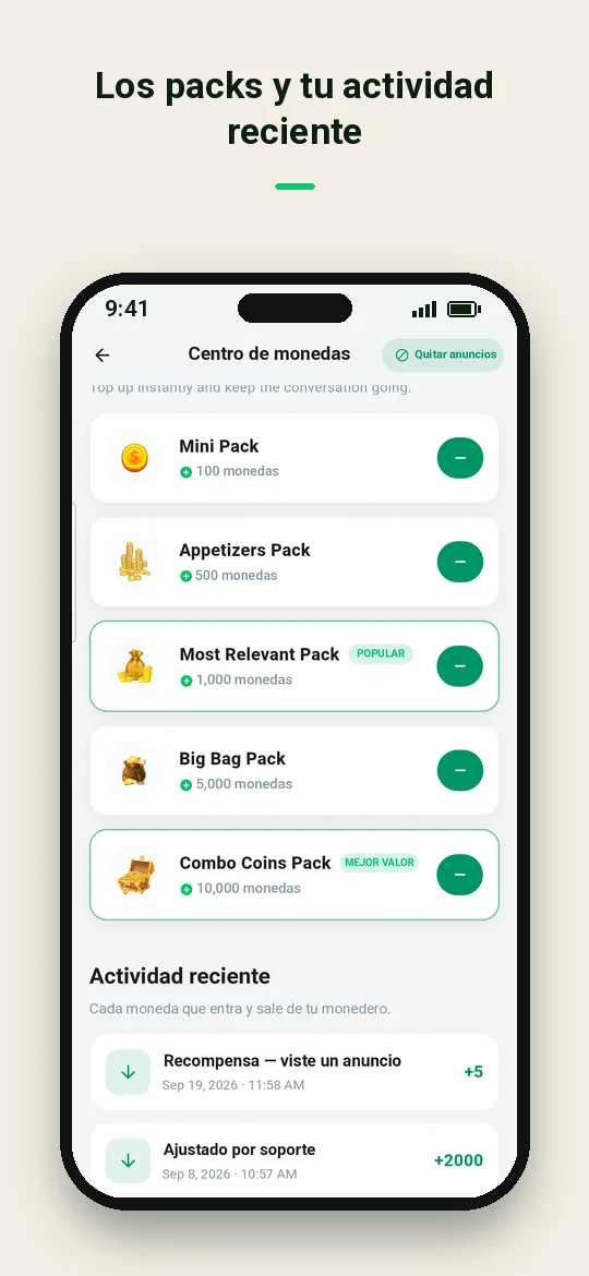 Los packs y tu actividad reciente — Haydai