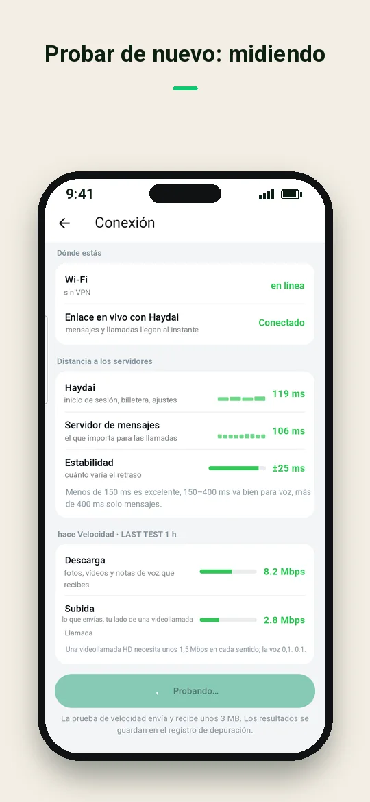 Probar de nuevo: midiendo — Haydai