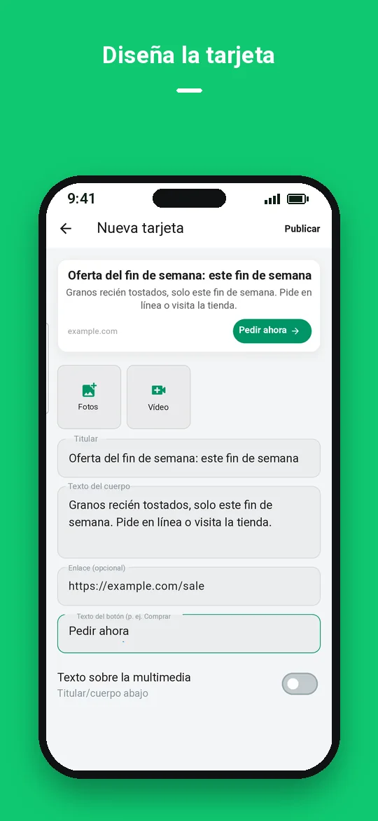Diseña la tarjeta — Haydai