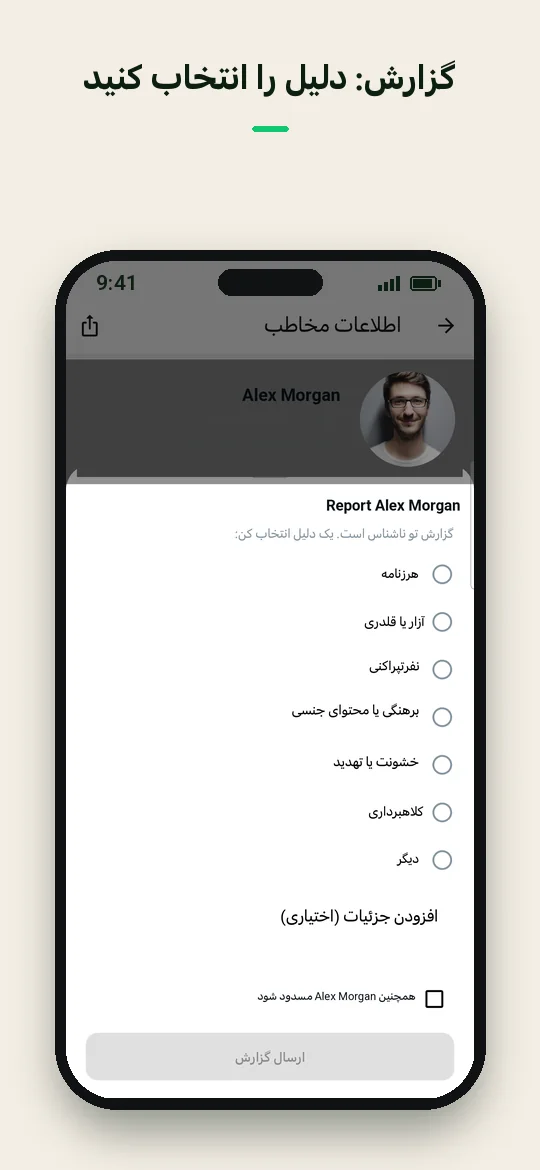 گزارش: دلیل را انتخاب کنید — Haydai