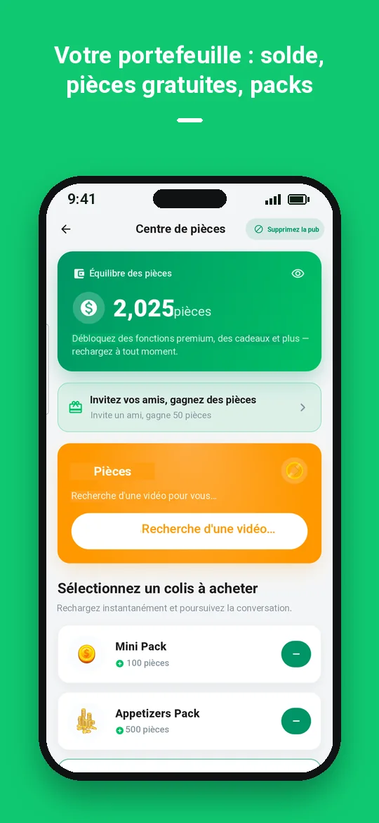 Votre portefeuille : solde, pièces gratuites, packs — Haydai