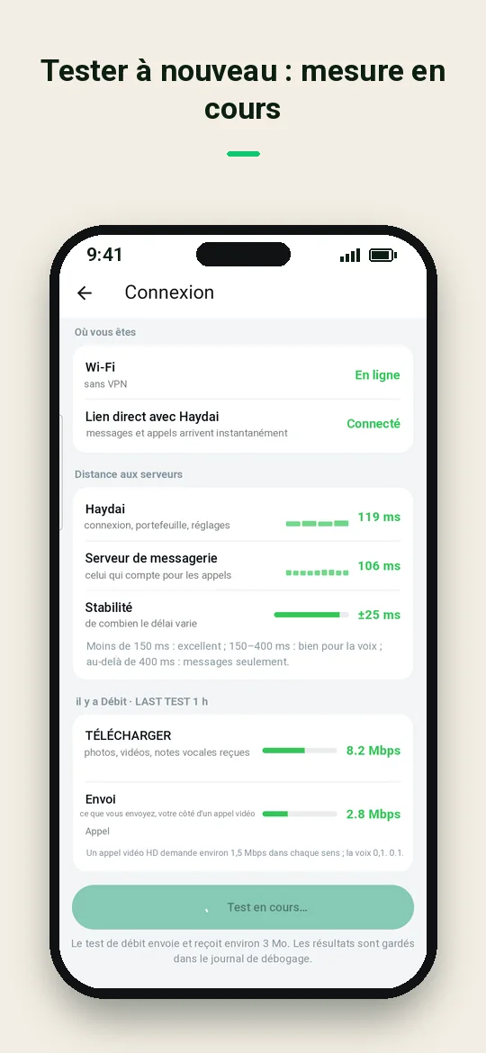 Tester à nouveau : mesure en cours — Haydai
