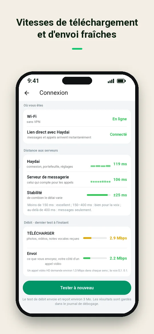 Vitesses de téléchargement et d'envoi fraîches — Haydai