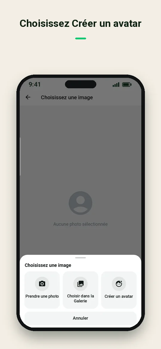 Choisissez Créer un avatar — Haydai