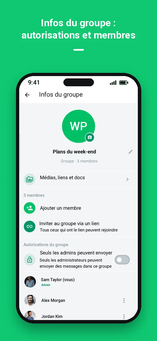 Infos du groupe : autorisations et membres — Haydai
