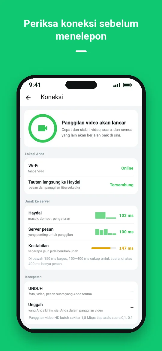 Periksa koneksi sebelum menelepon — Haydai