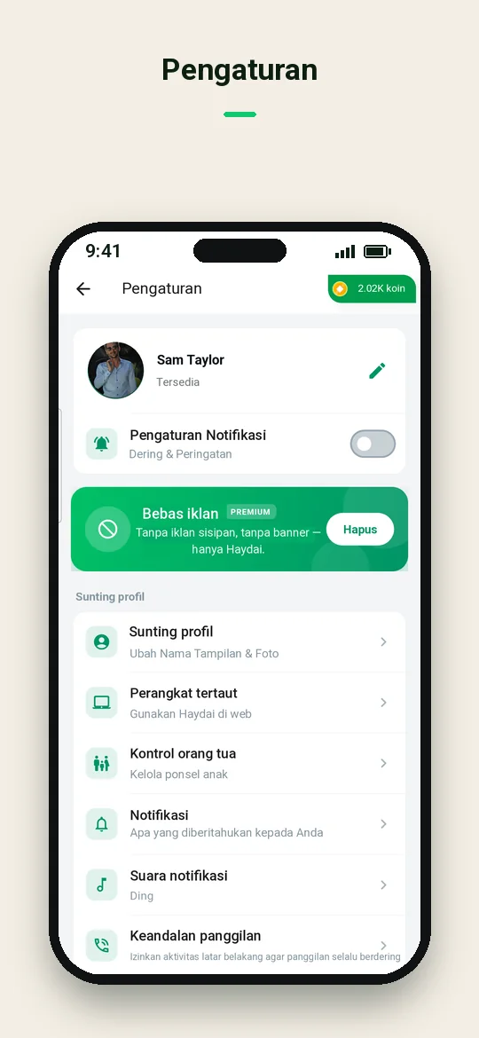 Pengaturan — Haydai