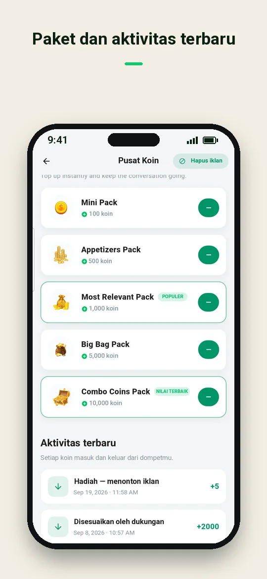 Paket dan aktivitas terbaru — Haydai