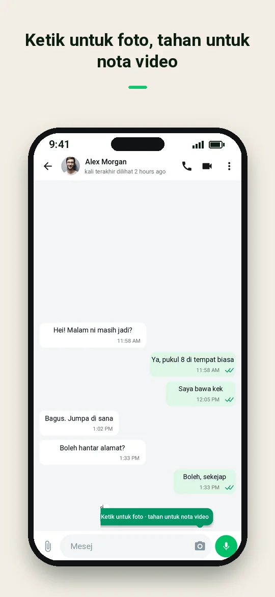 Ketik untuk foto, tahan untuk nota video — Haydai