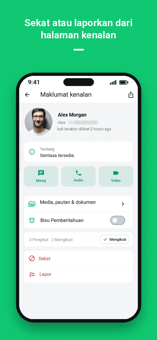 Sekat atau laporkan dari halaman kenalan — Haydai