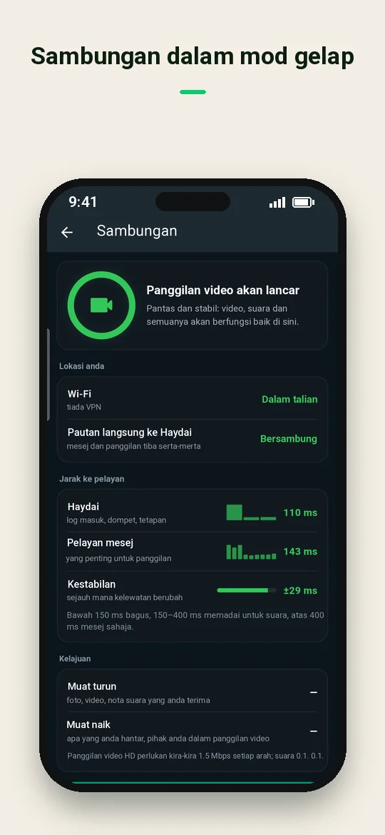 Sambungan dalam mod gelap — Haydai