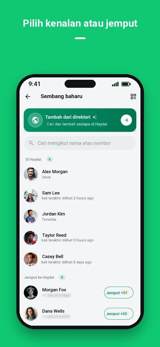 Pilih kenalan atau jemput — Haydai