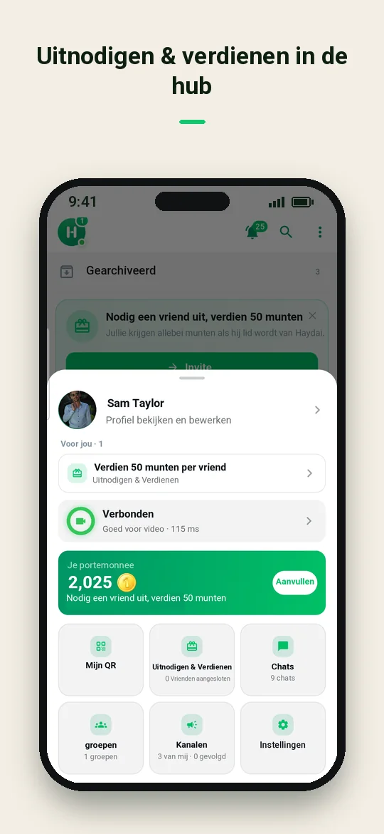 Uitnodigen & verdienen in de hub — Haydai