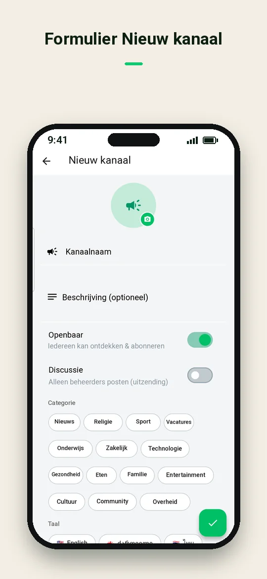 Formulier Nieuw kanaal — Haydai