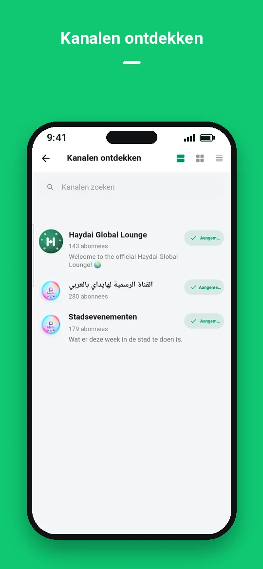 Kanalen ontdekken — Haydai
