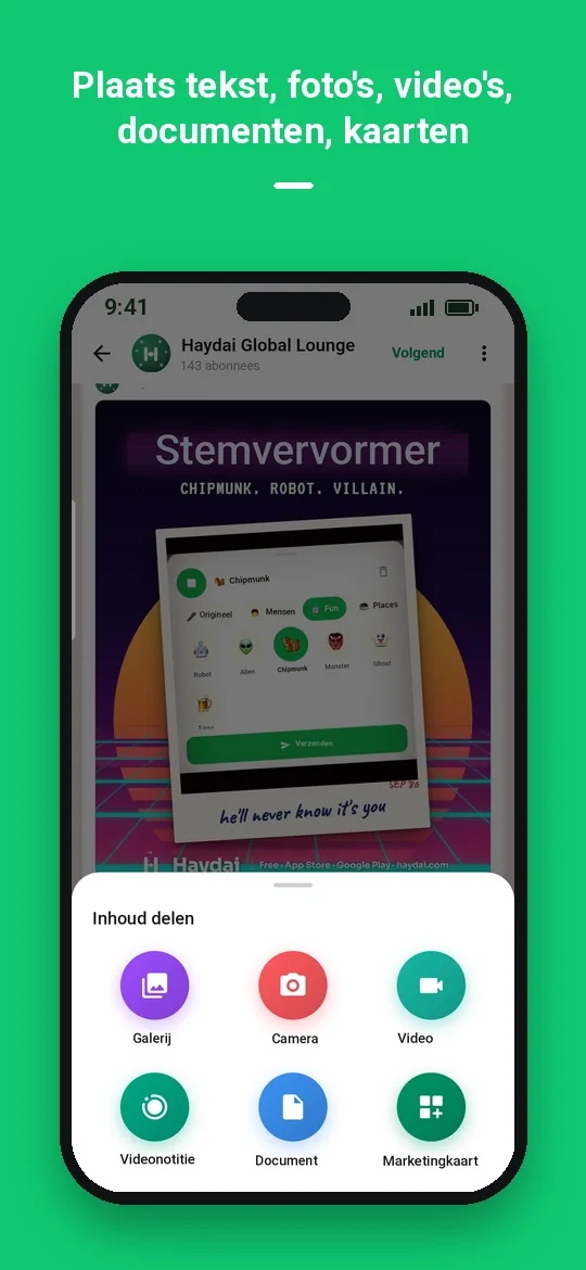 Plaats tekst, foto's, video's, documenten, kaarten — Haydai
