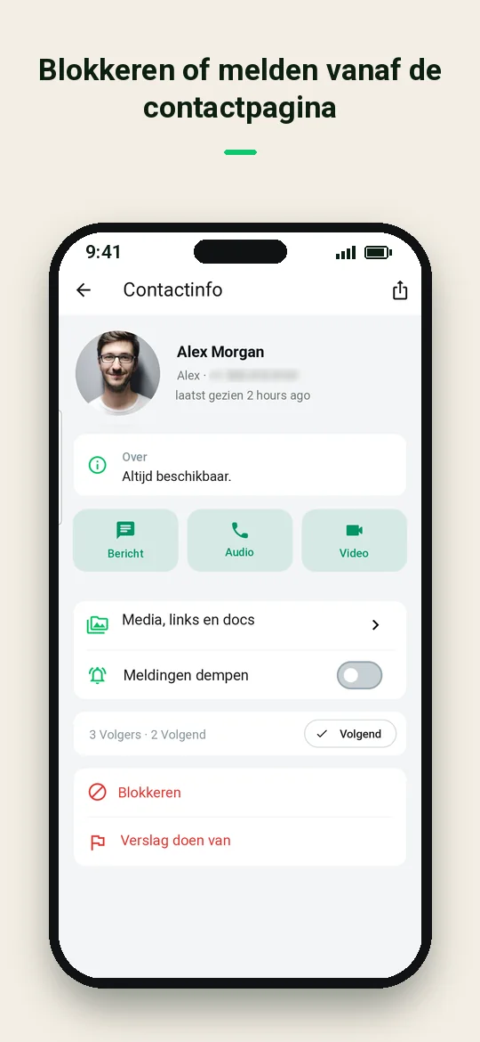 Blokkeren of melden vanaf de contactpagina — Haydai