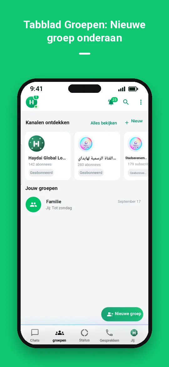 Tabblad Groepen: Nieuwe groep onderaan — Haydai