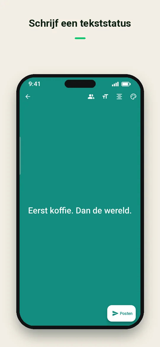 Schrijf een tekststatus — Haydai