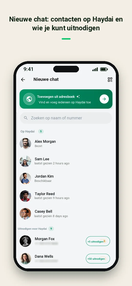 Nieuwe chat: contacten op Haydai en wie je kunt uitnodigen — Haydai