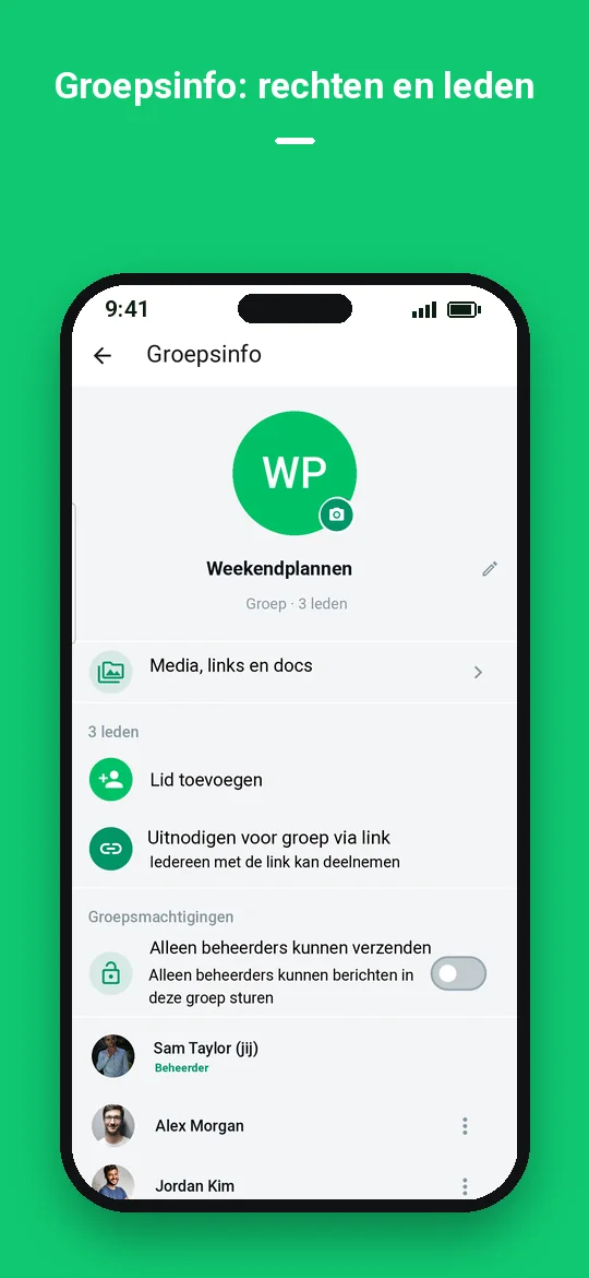 Groepsinfo: rechten en leden — Haydai