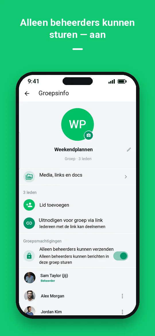 Alleen beheerders kunnen sturen — aan — Haydai