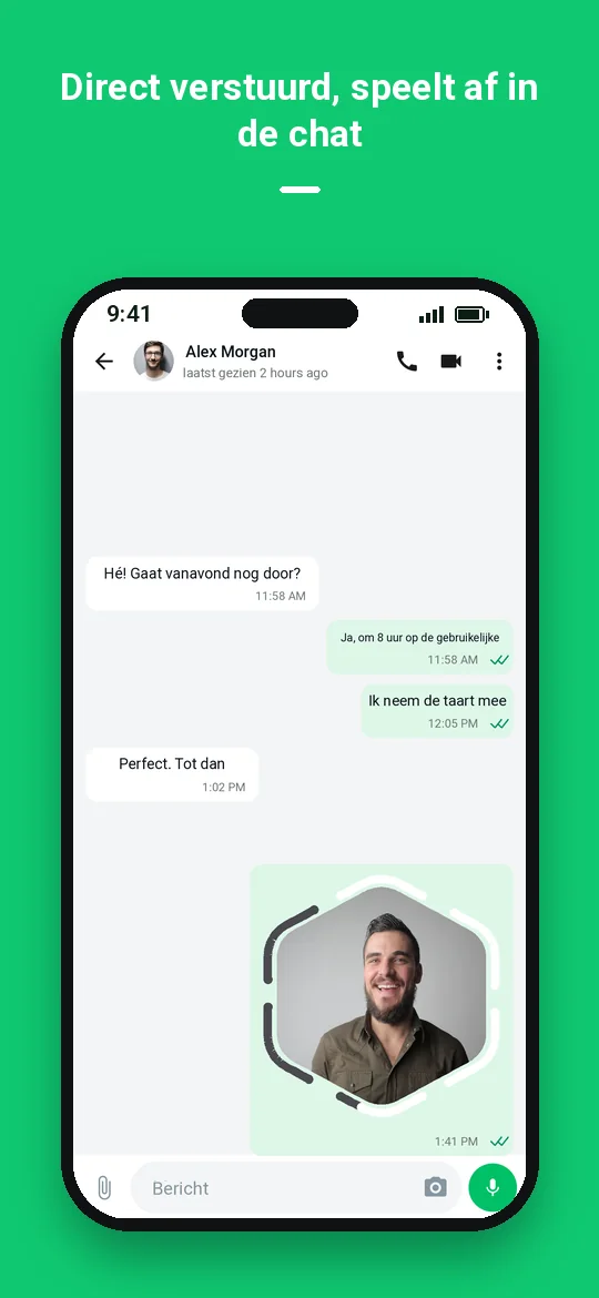 Direct verstuurd, speelt af in de chat — Haydai