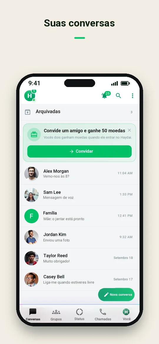 Suas conversas — Haydai