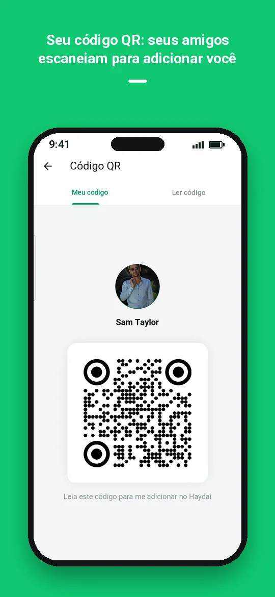 Seu código QR: seus amigos escaneiam para adicionar você — Haydai