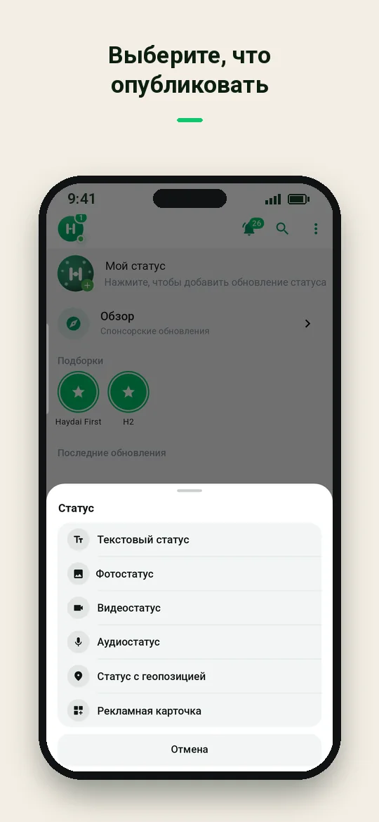 Выберите, что опубликовать — Haydai