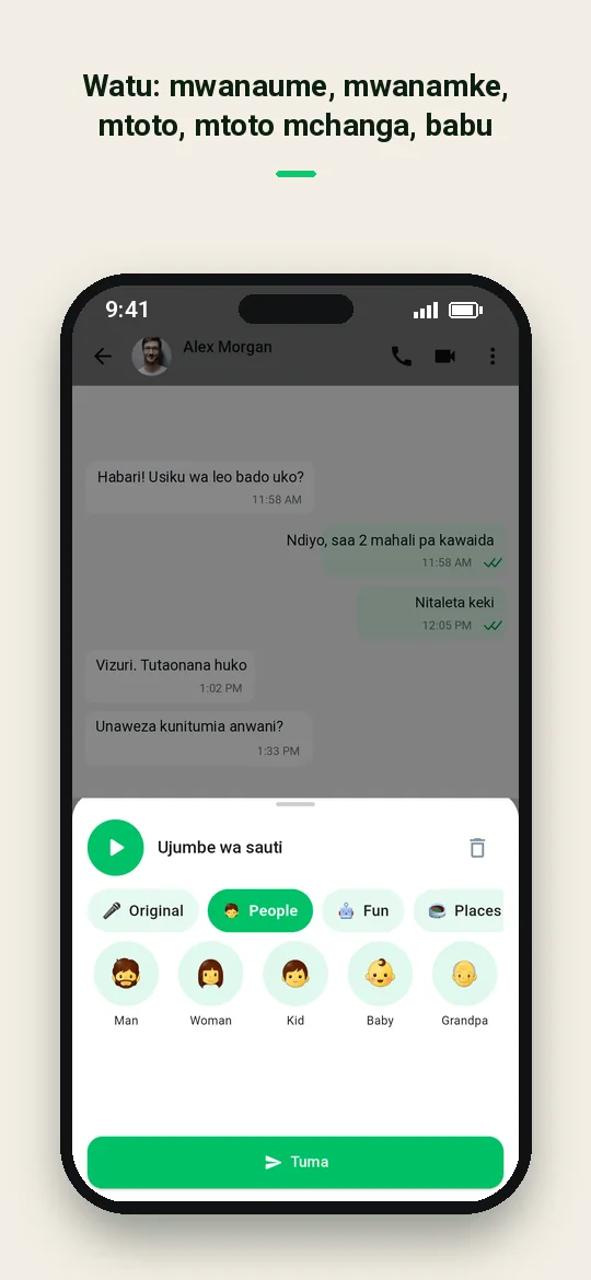 Watu: mwanaume, mwanamke, mtoto, mtoto mchanga, babu — Haydai