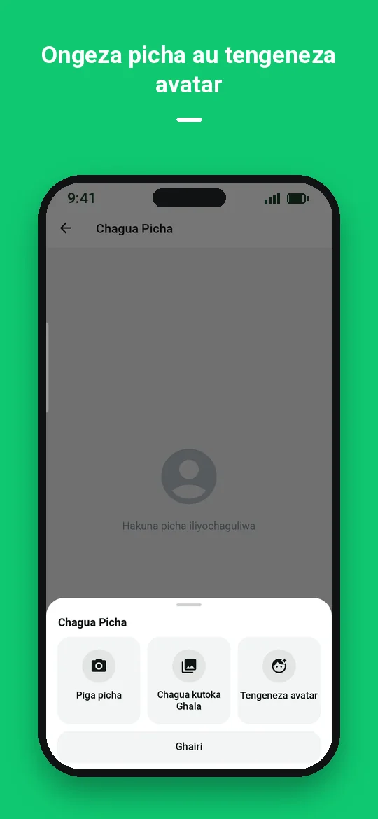 Ongeza picha au tengeneza avatar — Haydai