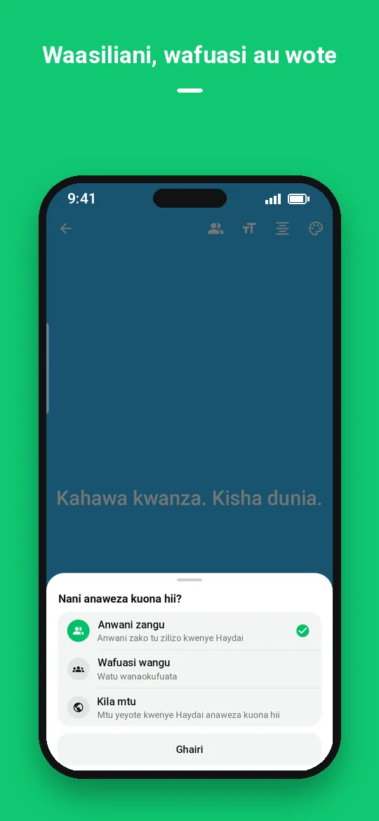 Waasiliani, wafuasi au wote — Haydai