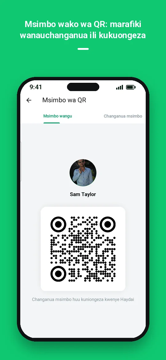 Msimbo wako wa QR: marafiki wanauchanganua ili kukuongeza — Haydai