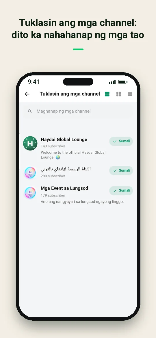 Tuklasin ang mga channel: dito ka nahahanap ng mga tao — Haydai