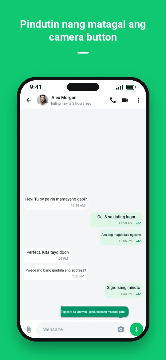 Pindutin nang matagal ang camera button — Haydai