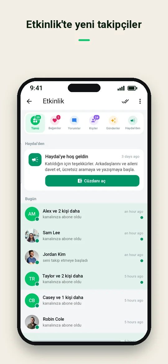 Etkinlik'te yeni takipçiler — Haydai
