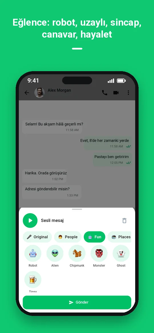 Eğlence: robot, uzaylı, sincap, canavar, hayalet — Haydai