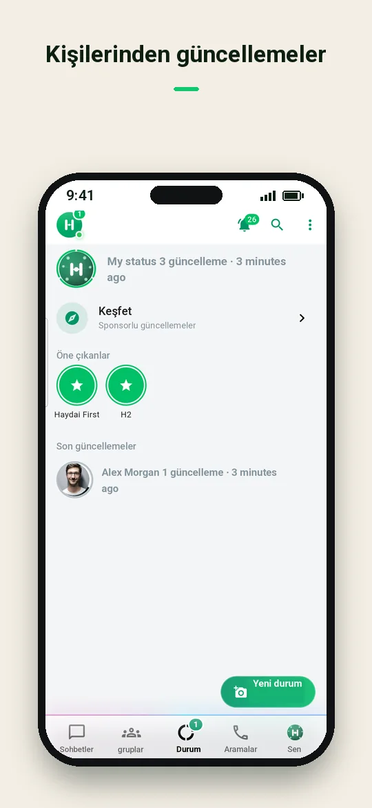 Kişilerinden güncellemeler — Haydai